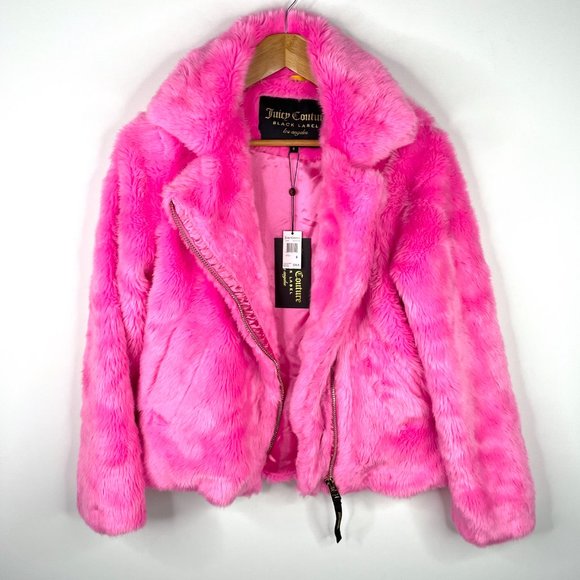 Juicy Couture Jackets & Blazers - Juicy Couture Black Label Hot Pink Faux Fur Jacket